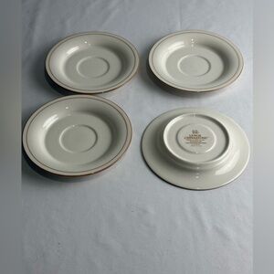 Lenox Chinastone Cream Dinner Plates with Brown Trim
